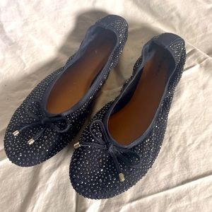 NEW browns black crystal elastic ballet flats